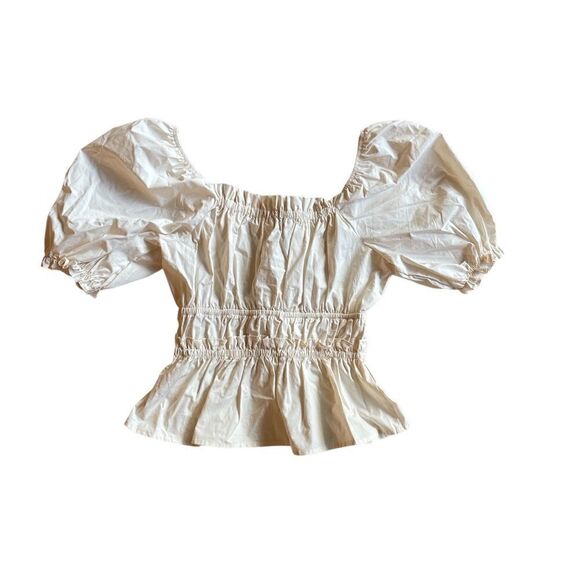 Moon River Tied Front Cotton Peplum Tops Cream Size XS - Picture 8 of 10
